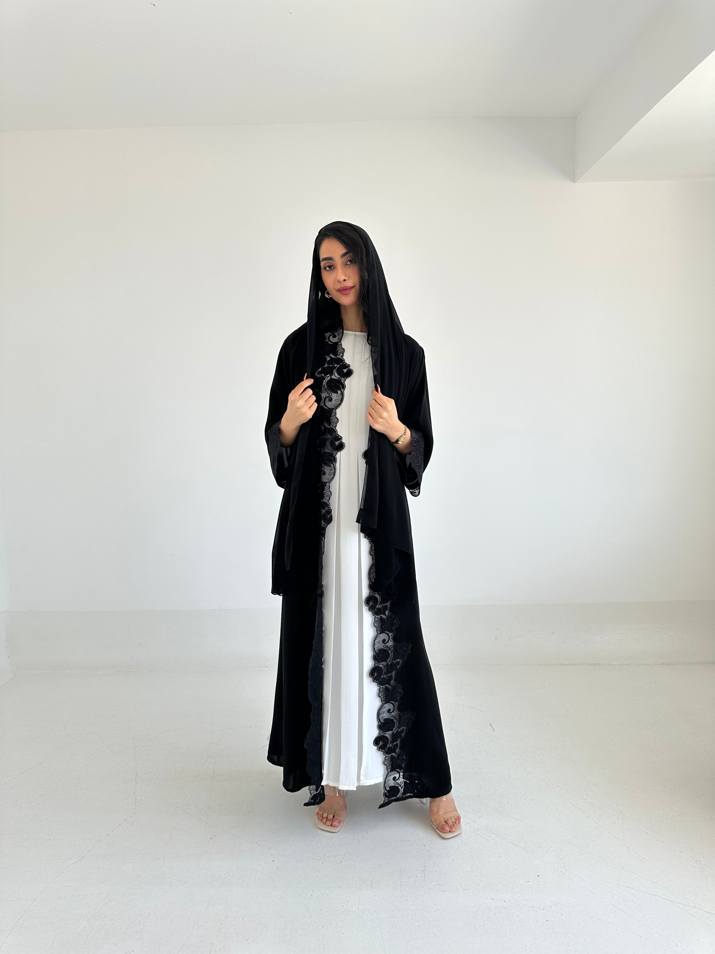 C 2354 Black Lace Abaya