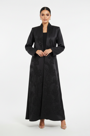 C 2355 Black Beaded Floral Abaya