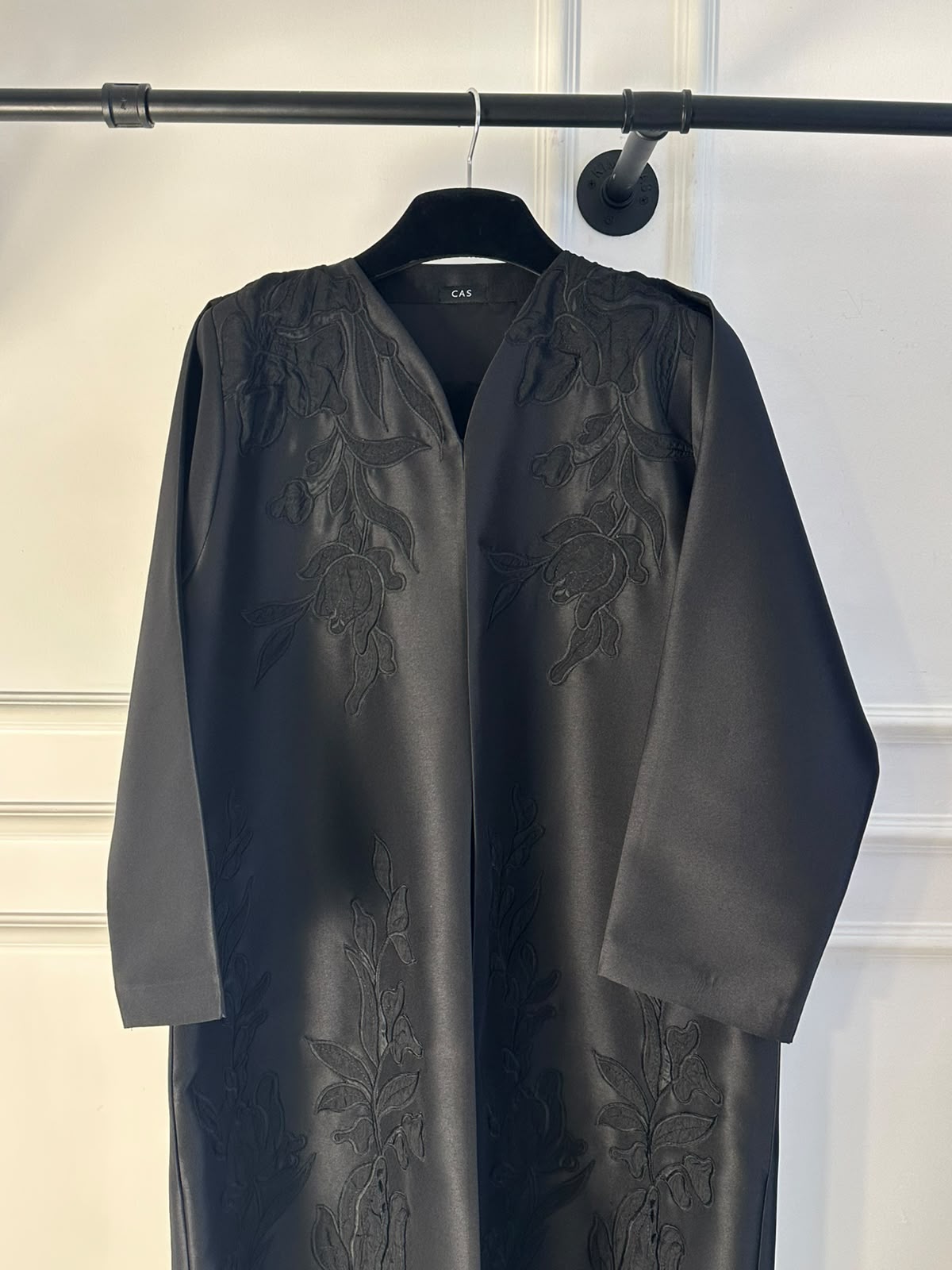 C 2356 Black Embroidered Floral Abaya
