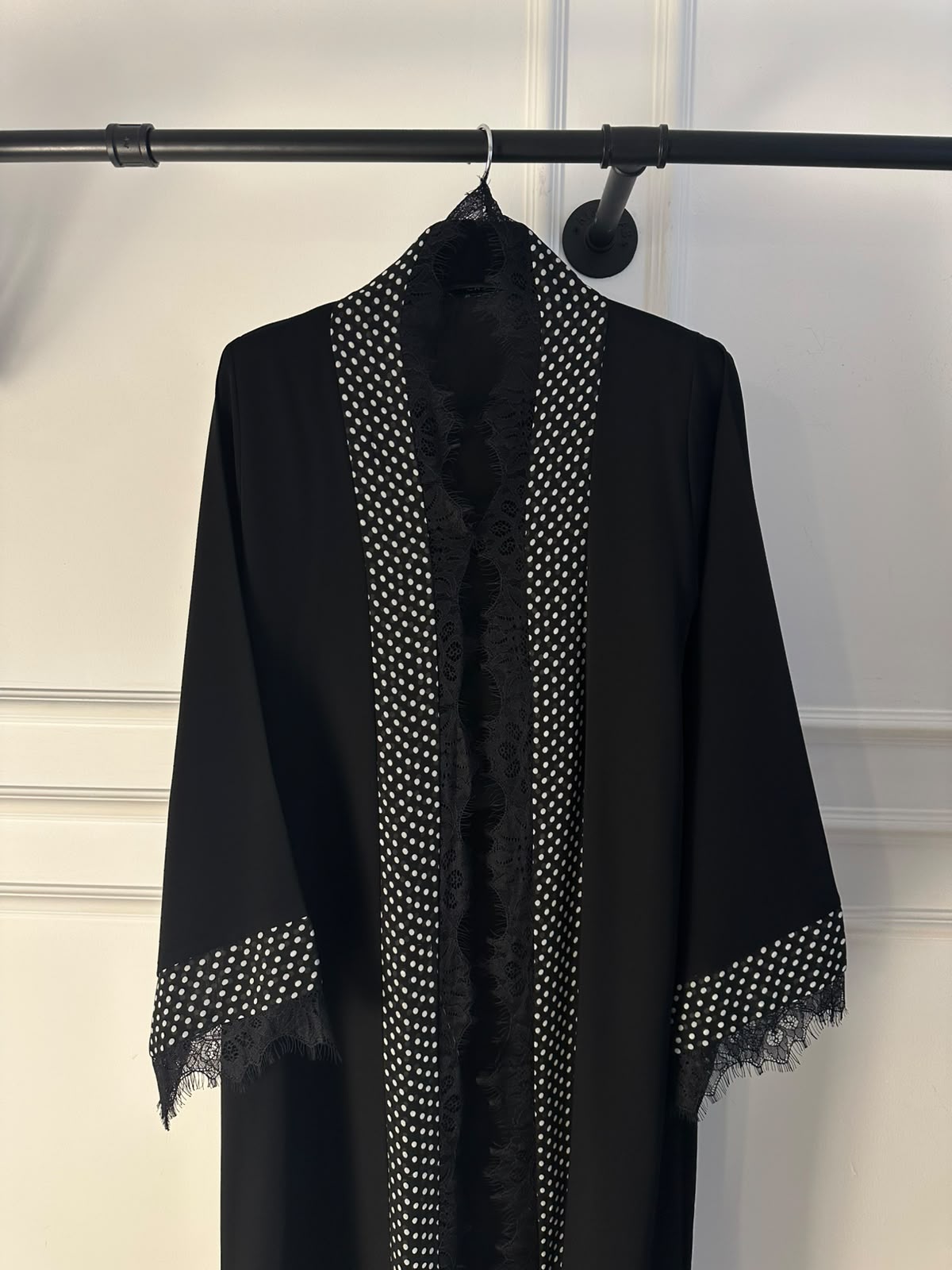 C 2357 Black Polka Lace Abaya