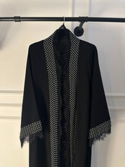 C 2357 Black Polka Lace Abaya