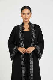 C 2357 Black Polka Lace Abaya