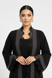 C 2358 Black Polka Lace Abaya