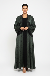 C 2360 Dark Green Polka Lace Abaya