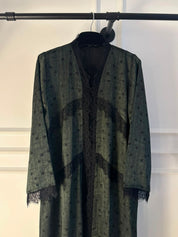 C 2360 Dark Green Polka Lace Abaya