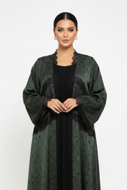 C 2360 Dark Green Polka Lace Abaya