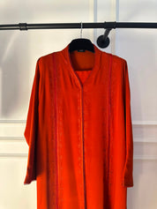C 2361 Pumpkin Orange Embroidered Abaya