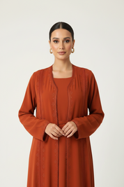 C 2361 Pumpkin Orange Embroidered Abaya