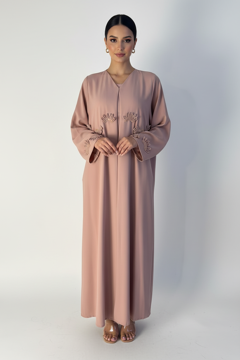 C 2363 Light Pink Abaya - Crepe