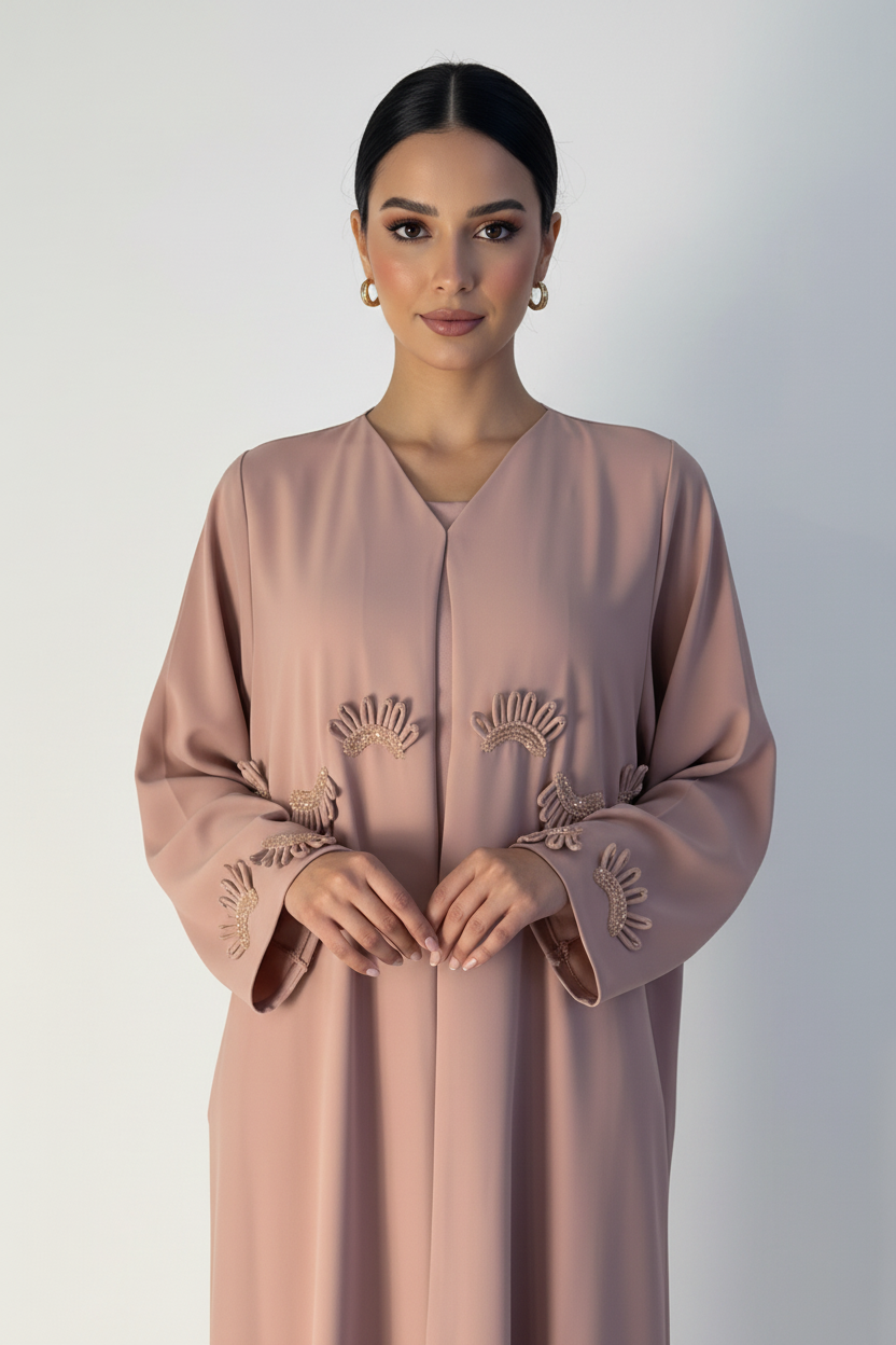 C 2363 Light Pink Abaya - Crepe