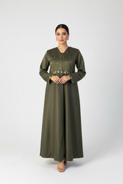 C 2364 Olive Beaded Abaya
