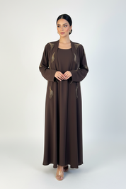 C 2365 Cocoa Brown Beaded Abaya