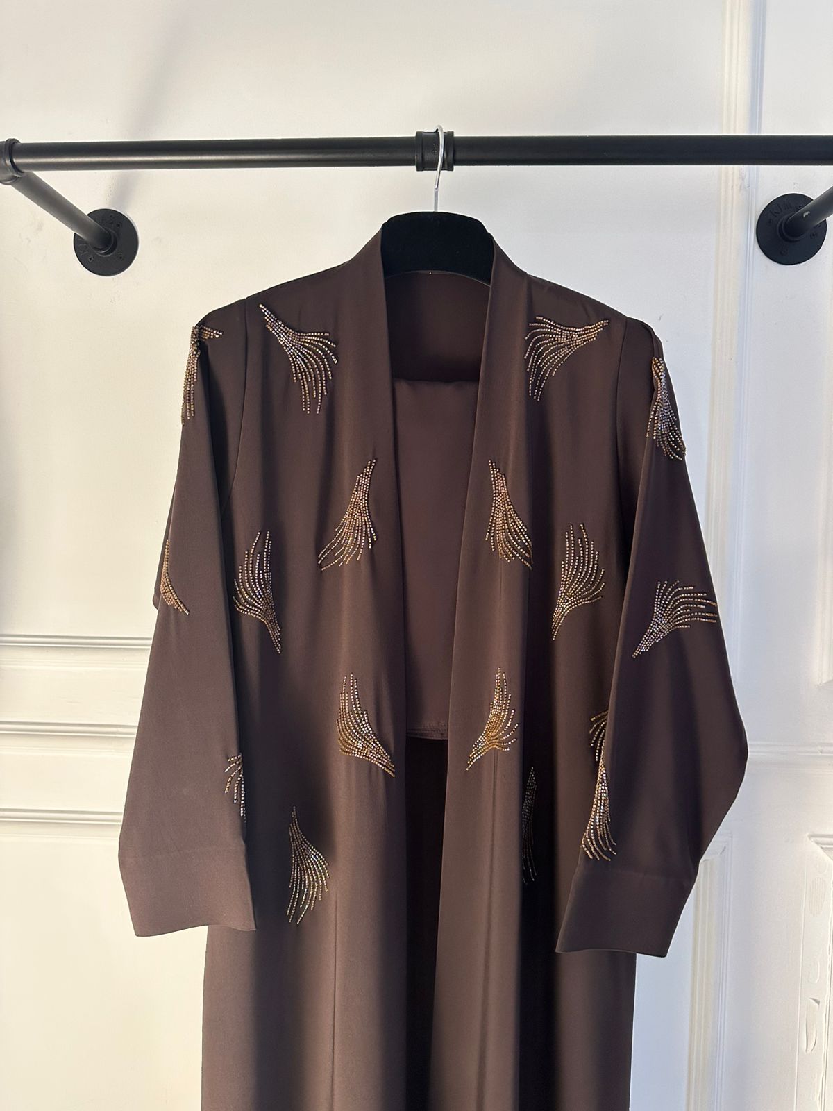 C 2365 Cocoa Brown Beaded Abaya