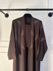 C 2365 Cocoa Brown Beaded Abaya