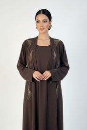 C 2365 Cocoa Brown Beaded Abaya