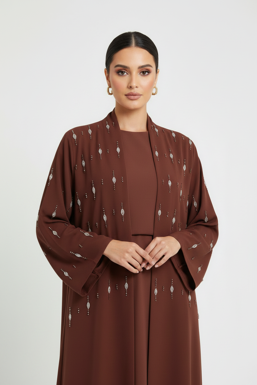 C 2366 Maroon Beaded Abaya
