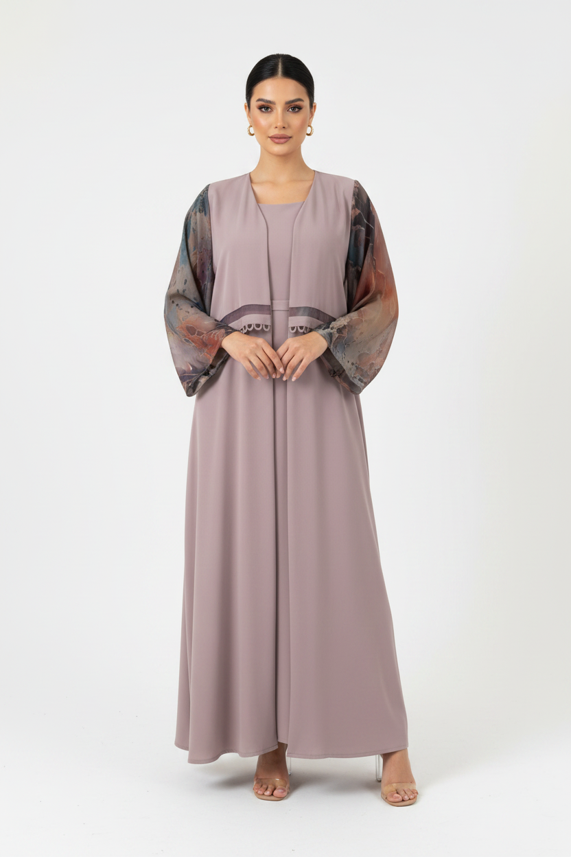 C 2367 Light Purple Swirls Abaya