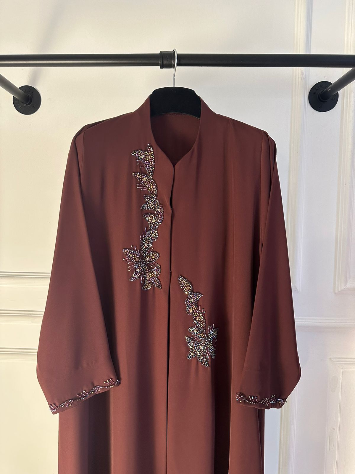 C 2368 Maroon Beaded Abaya