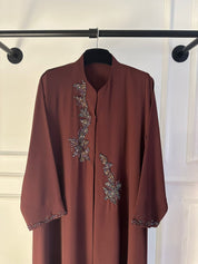 C 2368 Maroon Beaded Abaya