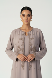C 2369 Mauve Embroidered Abaya