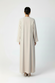 C 2370 Cream Beaded Abaya