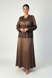 C 2371-01 Brown Dantel Abaya