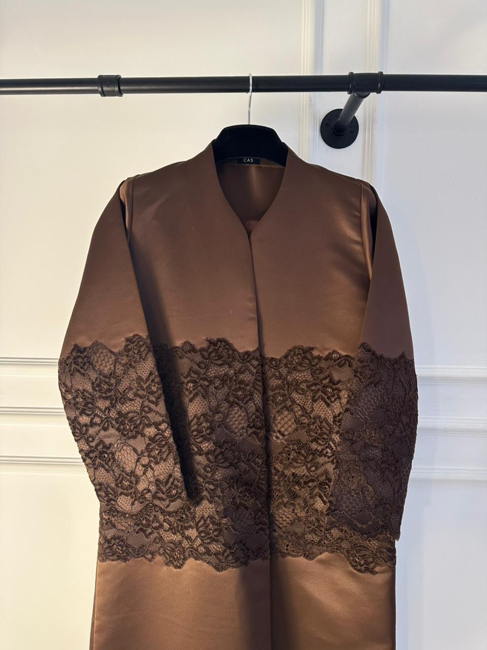 C 2371-01 Brown Dantel Abaya
