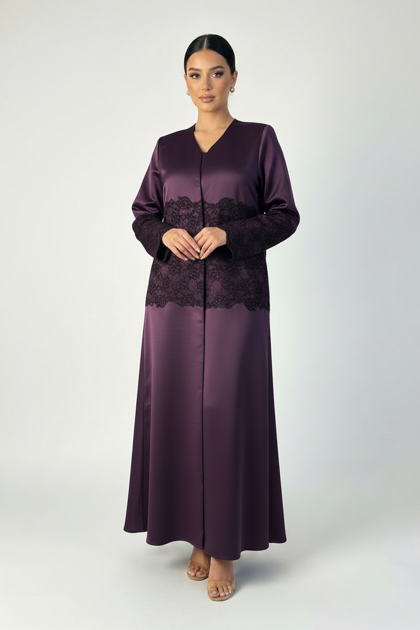 C 2371-02 Purple Dantel Abaya