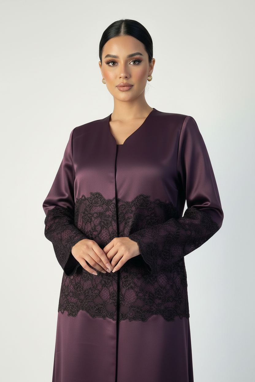 C 2371-02 Purple Dantel Abaya