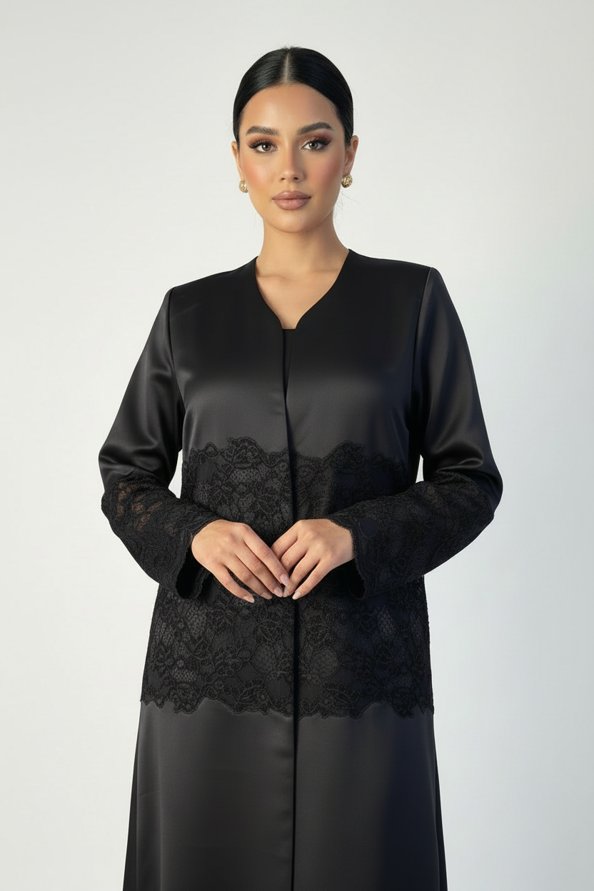 C 2371-03 Black Dantel Abaya