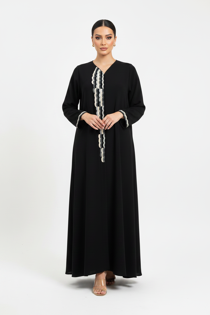 C 2372 Black Beaded Abaya