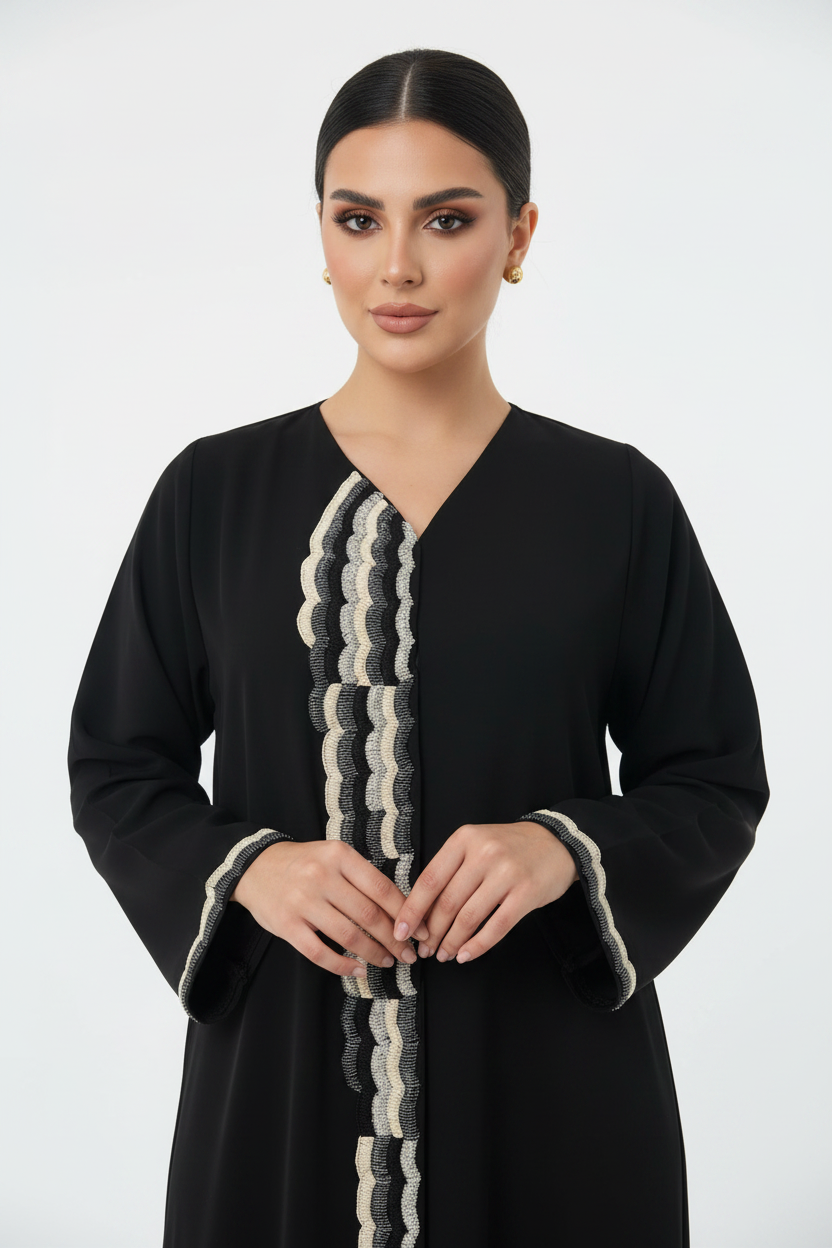 C 2372 Black Beaded Abaya