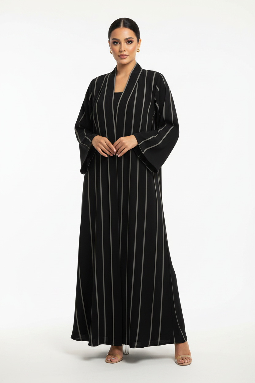 C 2375 Black Striped Abaya