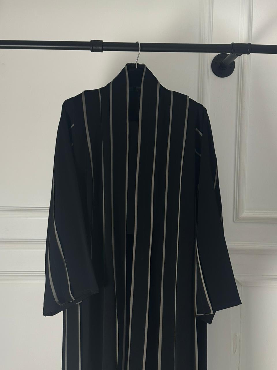 C 2375 Black Striped Abaya
