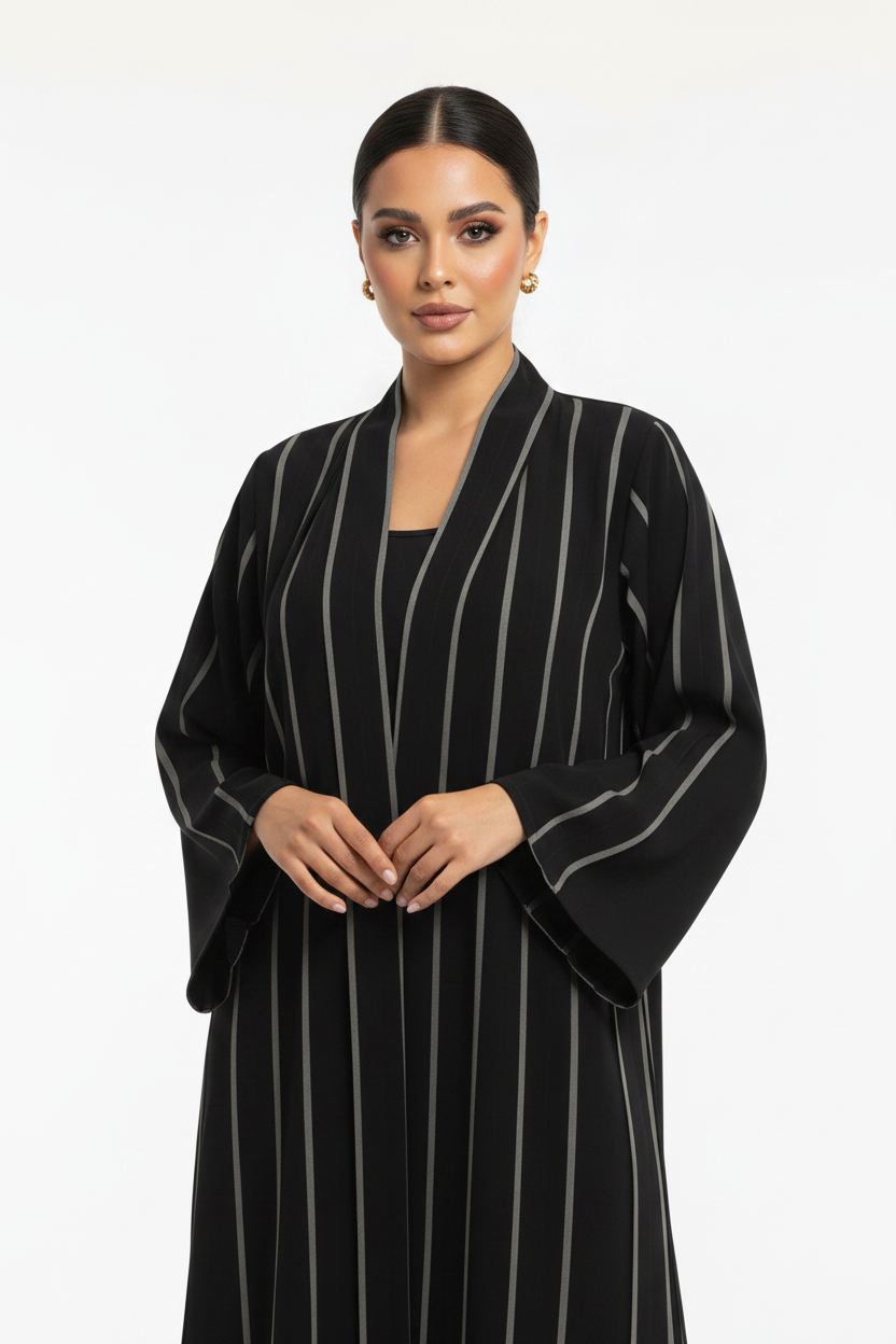 C 2375 Black Striped Abaya