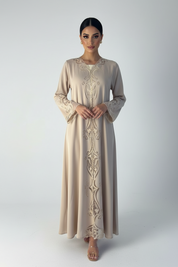 C 2378 Beige Lasercut Abaya