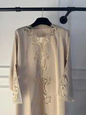 C 2378 Beige Lasercut Abaya