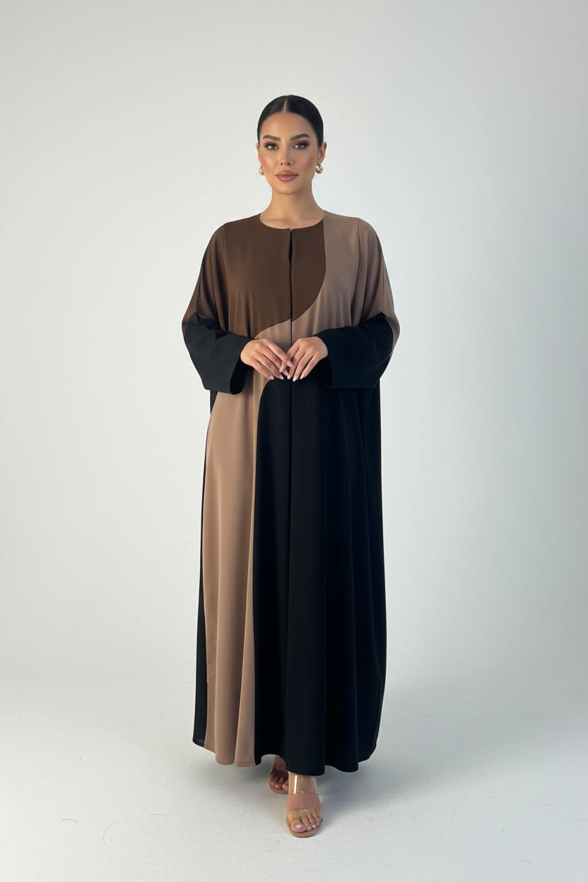 C 2379 Black Brown Abaya