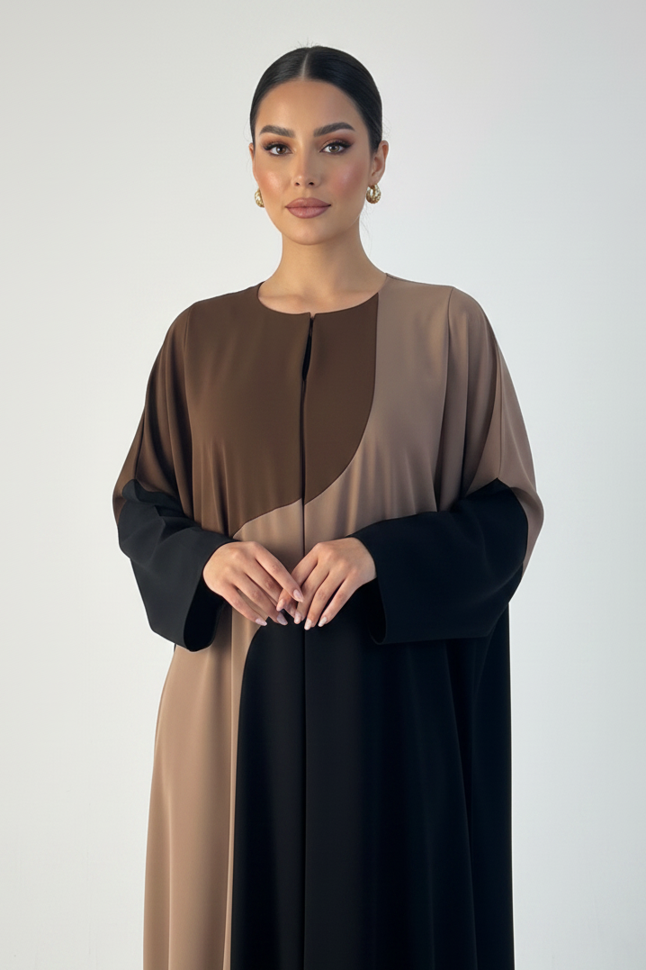 C 2379 Black Brown Abaya