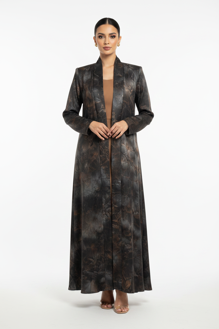 C 2380 Brown Tie Dye Abaya