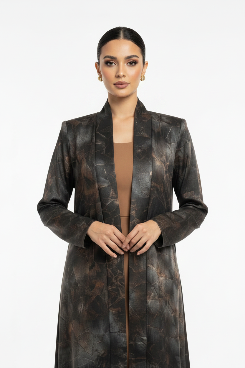 C 2380 Brown Tie Dye Abaya