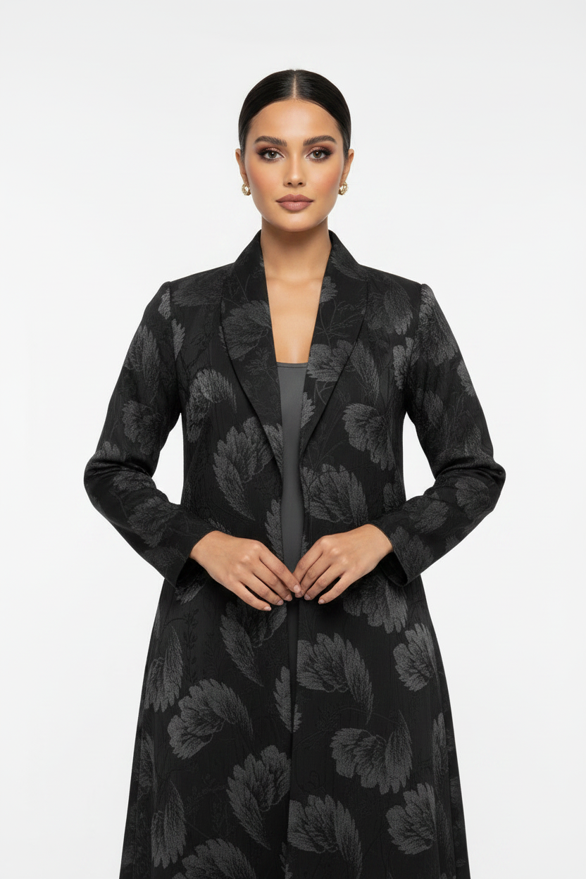 C 2381-01 Black Grey Abaya