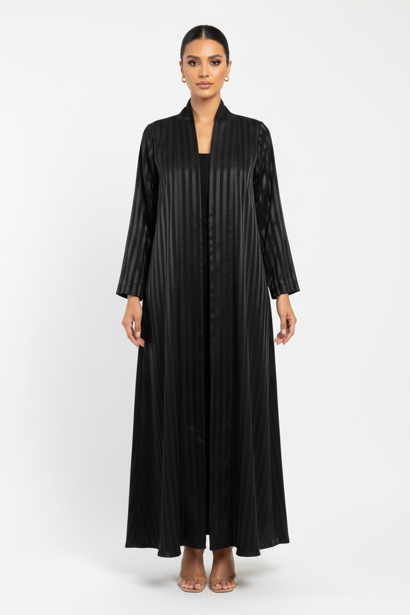 C 2384 Black Striped Abaya