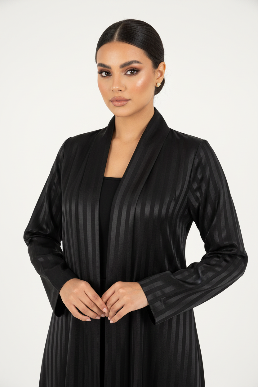 C 2384 Black Striped Abaya