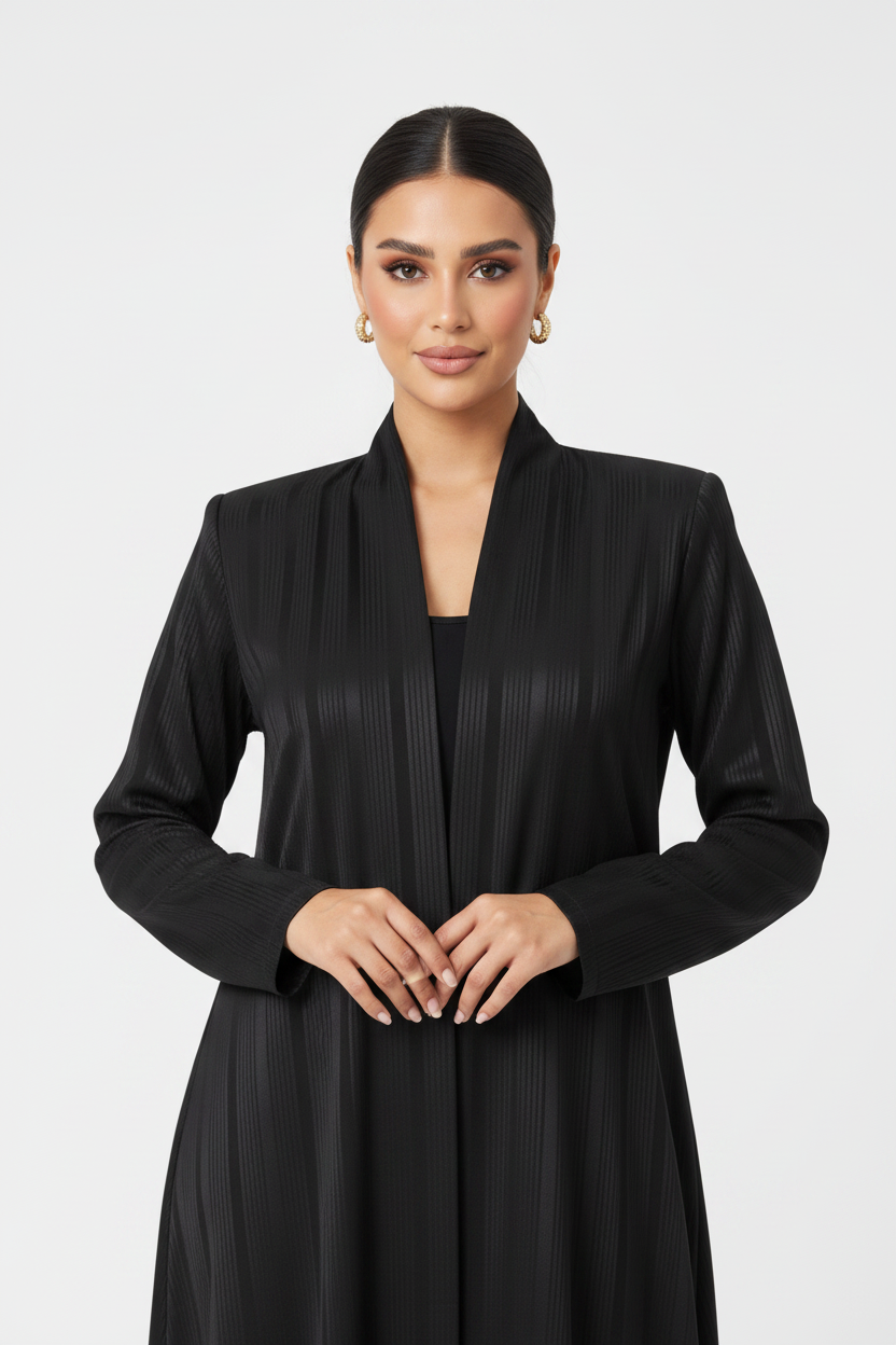 C 2385 Black Striped Abaya