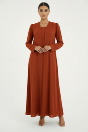 C 2386-02 Deep Orange Striped Abaya