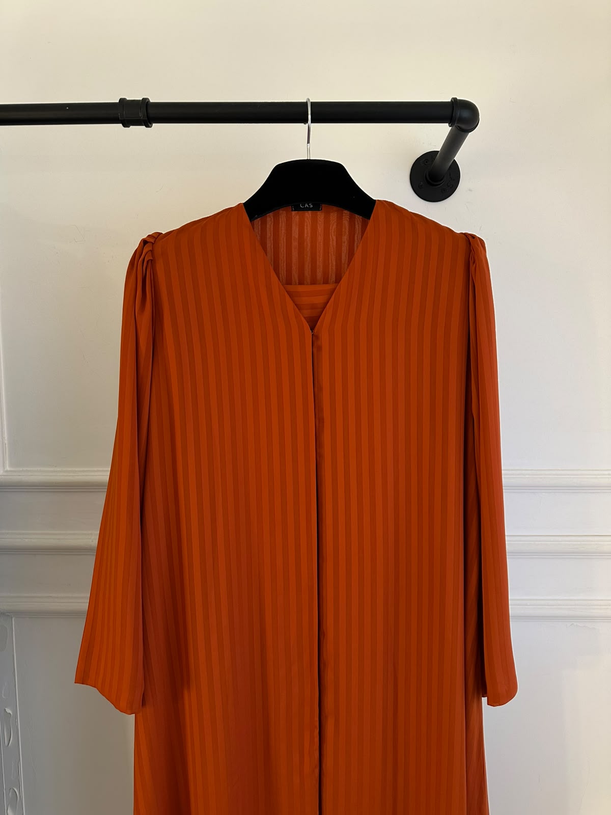 C 2386-02 Deep Orange Striped Abaya