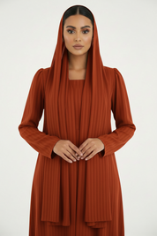 C 2386-02 Deep Orange Striped Abaya