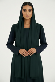 C 2386-03 Forest Green Striped Abaya