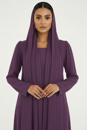 C 2386-04 Deep Lilac Striped Abaya